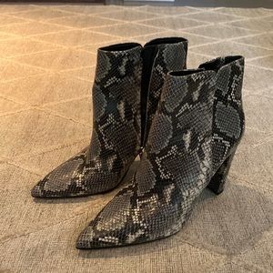 Crocodile print heeled boots